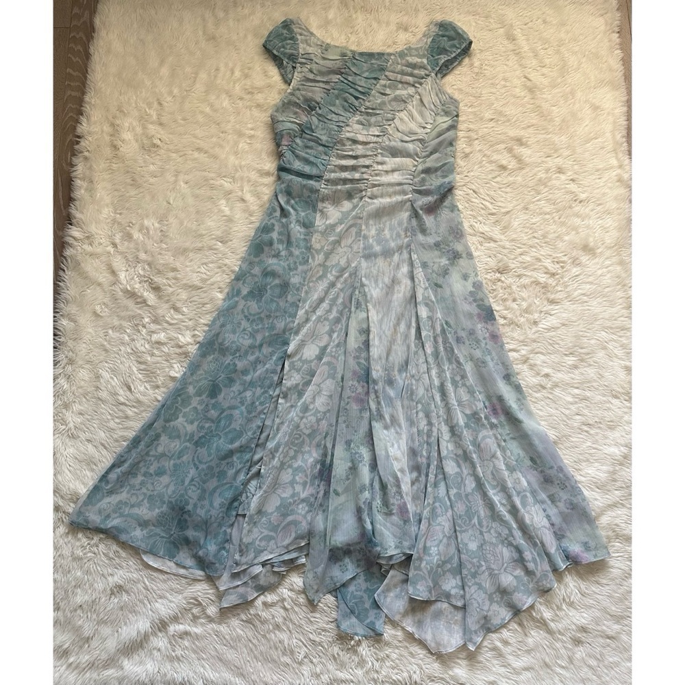 Free People Dress Heart To Heart Midi Flowy Fairycore Floral Blue Sz 12 - Picture 4 of 13